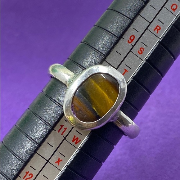 💛 Vintage Handmade Sterling Silver Tiger’s Eye Ring - Picture 5 of 6